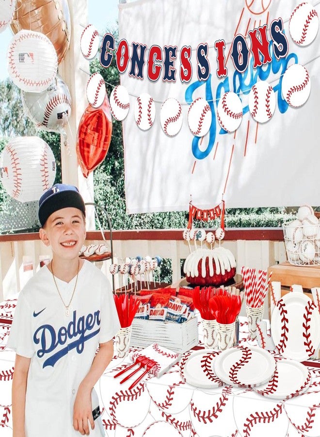 PTECDROTS Baseball Party Decorations - 163Pcs Baseball Themed Party Decorations Includes Baseball Plates, Napkins, Tablecloth, Cups, Concessions Banner for Sports Baseball Party Baseball Birthday Party Supplies - Image 4
